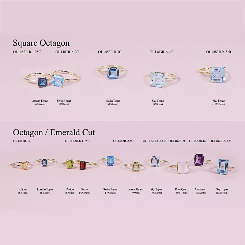 Fresh8.5Carat Gemstone Ring s925Sterling Silver Inlaid with Natural Topaz Large Main Stone Simple Ring
