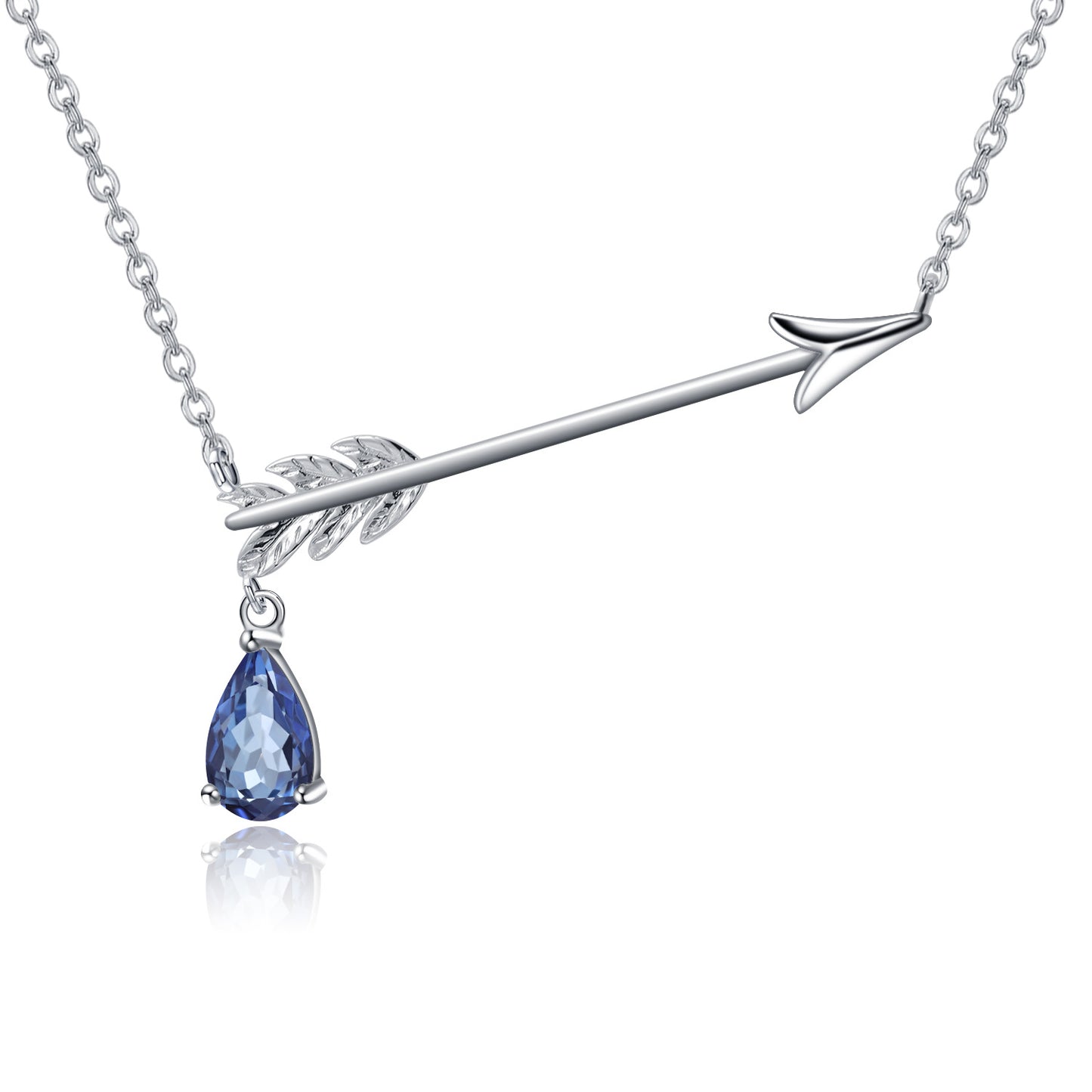 Unique Design Natural Garnet Pendant Bow and Arrow Design Clavicle Chain925Silver Inlaid Gemstone Necklace Pendant