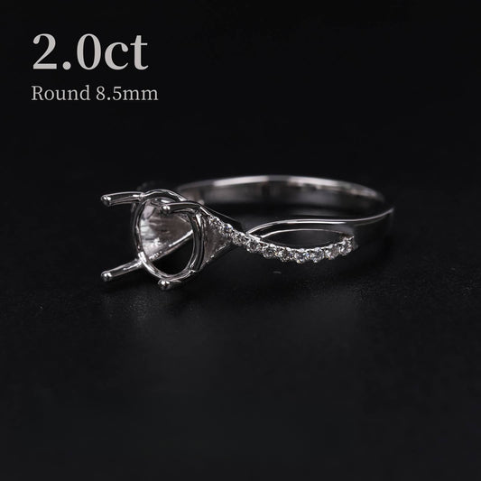 Simple and Elegant Full Body9/10/14/18k Gold Ring Setting Four-Prong Twist Arm Micro-Inlaid Wedding Diamond Ring for Women