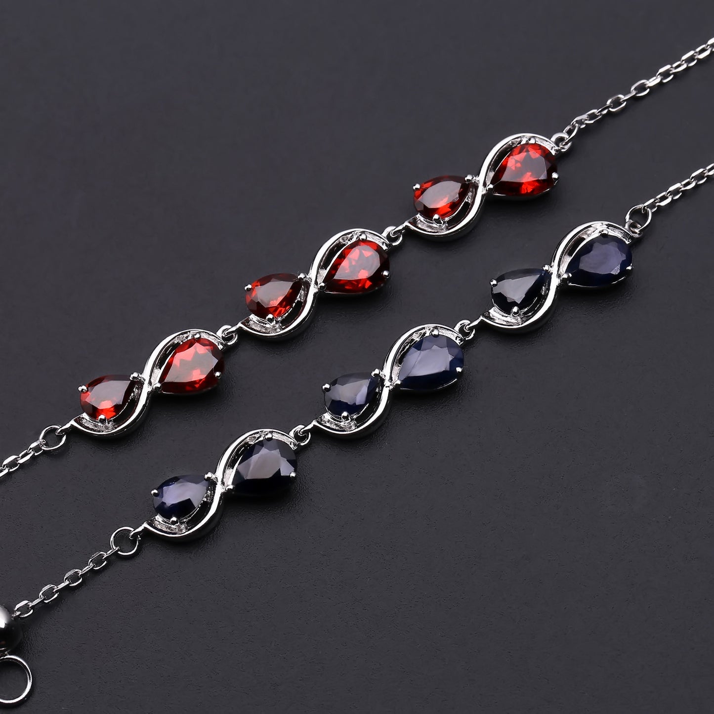 New Design Natural Sapphire Bracelet for Women Elegant s925Sterling Silver Inlaid Garnet Bracelet