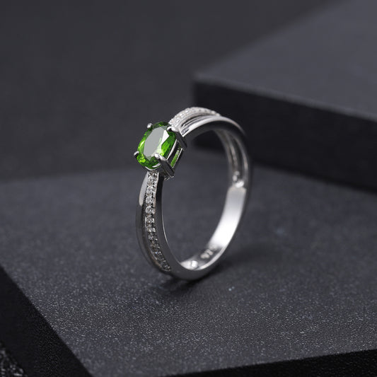 Luxurious and High-End Natural Translucent Stone Ring with a Sense of Design Prosperous Series925Silver Inlaid Natural Gemstone Ring