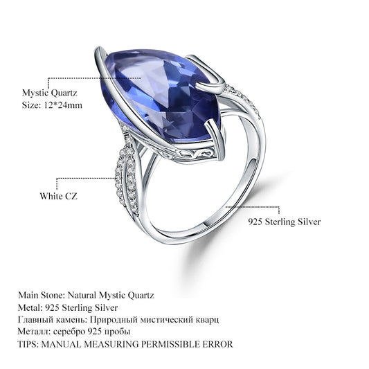 Luxurious and Sophisticated Colorful Gemstone Ring Fashionable and Unique Style s925Silver Inlaid Coated Crystal Ring