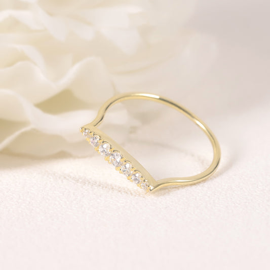 Unique Geometric Symbol Ring s925Sterling Silver Moissanite Gold Dawn Series Gold-Filled Thin Ring