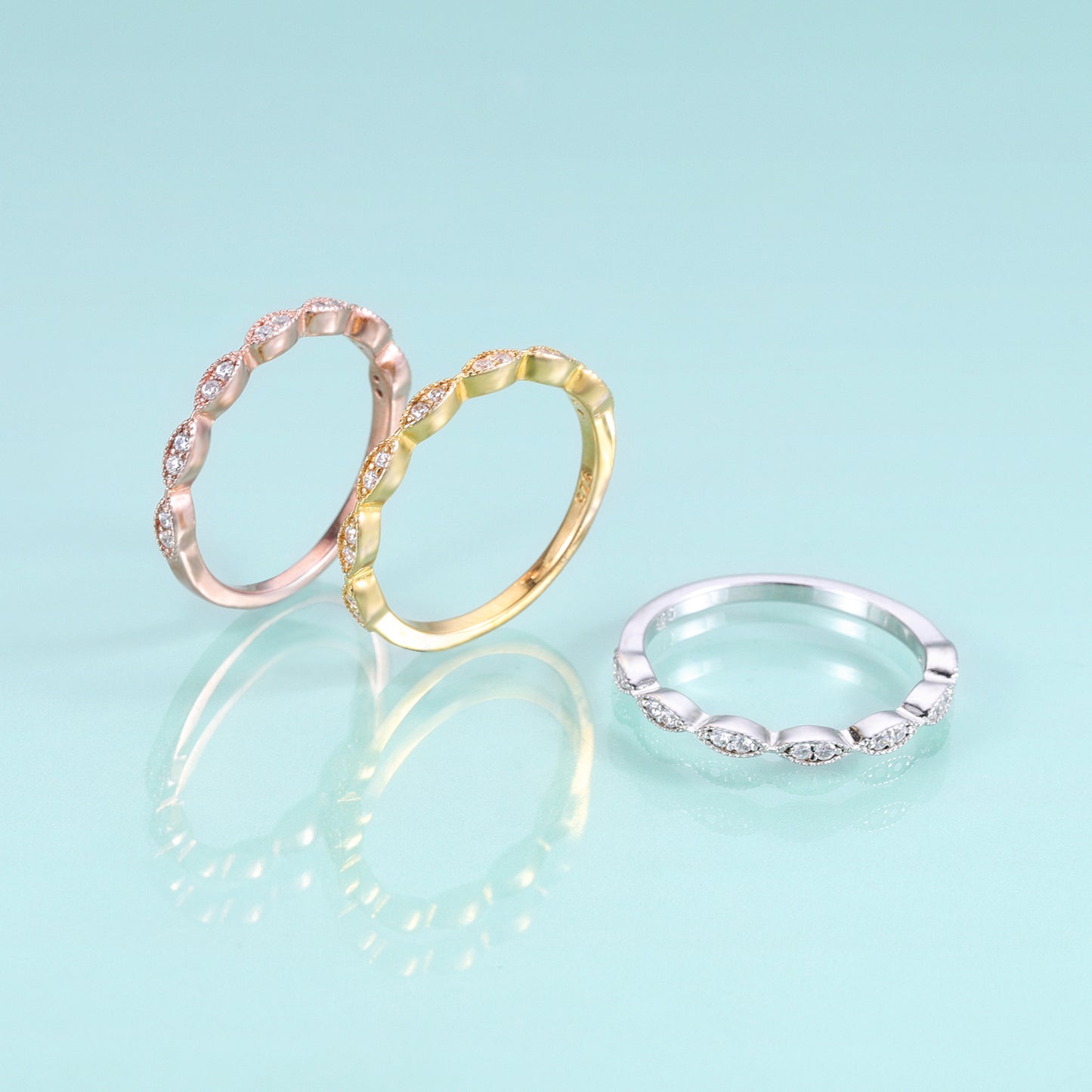 Hot-selling Simple and Exquisite s925Silver Inlaid Moissanite Ring Rose Gold Yellow Gold Color Stacking Wedding Ring
