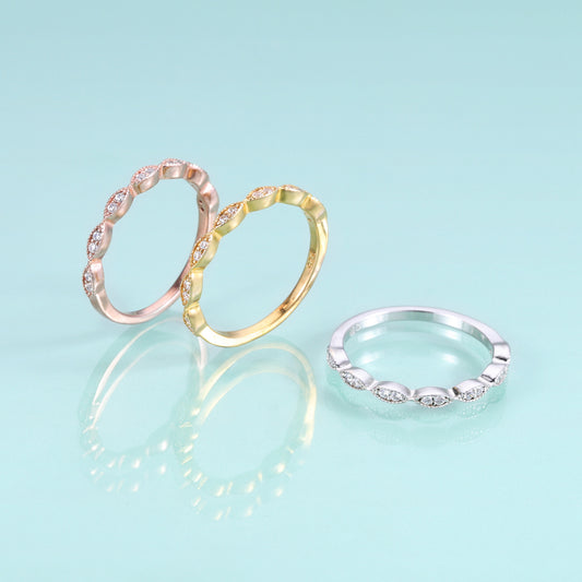 Hot-selling Simple and Exquisite s925Silver Inlaid Moissanite Ring Rose Gold Yellow Gold Color Stacking Wedding Ring