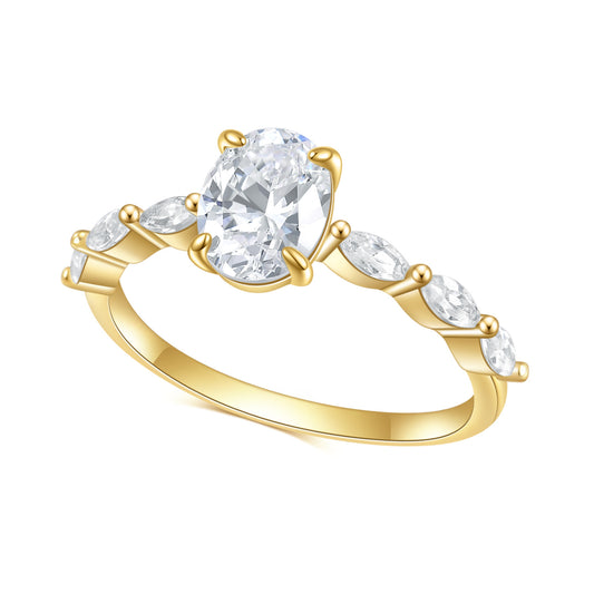 S925Sterling Silver Inlaid Gemstone5A Zircon Ring Fashionable and Unique Classic Light Luxury Electroplated14k Gold Ring