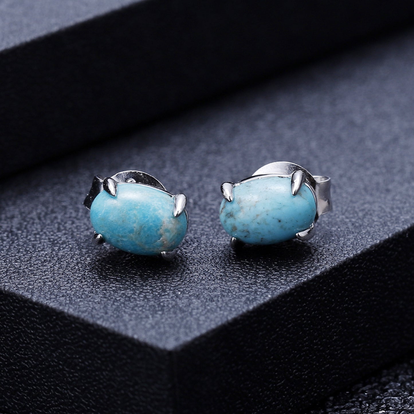 Minimalist Lapis Lazuli Pink Opal Earrings s925Sterling Silver Inlaid Sleeping Beauty Turquoise Stud Earrings