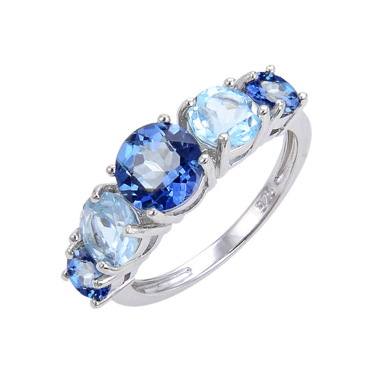Factory Direct Supply Colorful Crystal Rings for Women Vintage Inlaid Natural Stone s925Silver Color Gemstone Ring