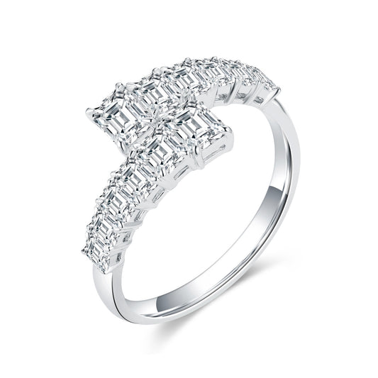Personality18k Gold Inlaid Cultivated Diamond Ring Adjustable k Gold Ring Asscher Genuine Diamond Adjustable Open Ring Square Diamond