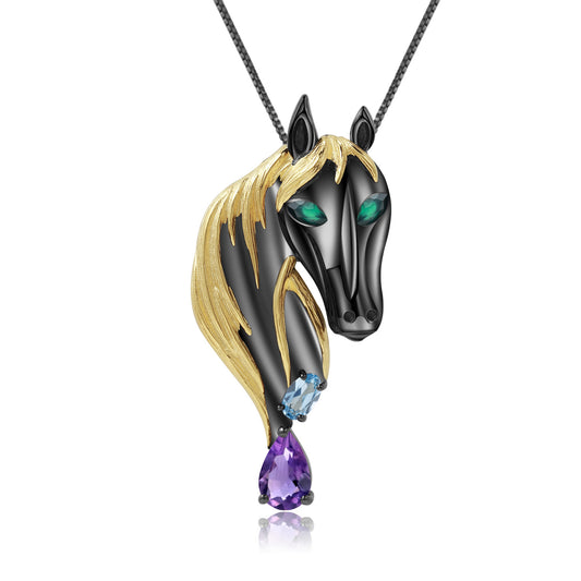 Italian Craft Designer Brooch Pendant Dual-use Advanced Sense925Silver Natural Gemstone Necklace Pendant
