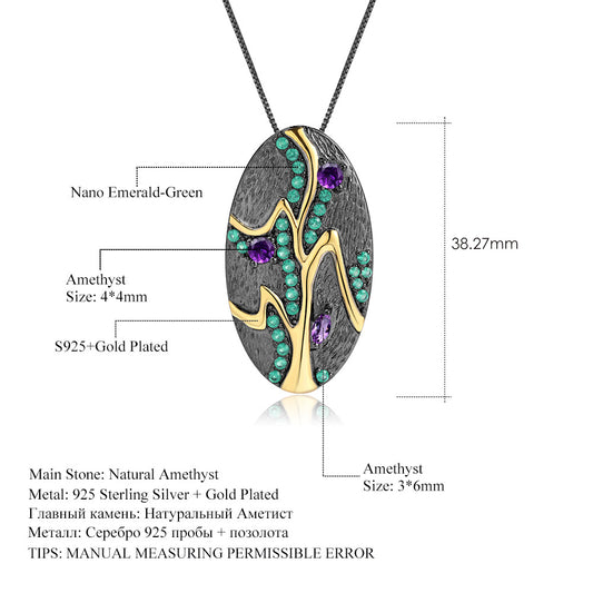 Dark Style Original Design Natural Amethyst Pendant High-Quality Gemstone Necklace Unisex