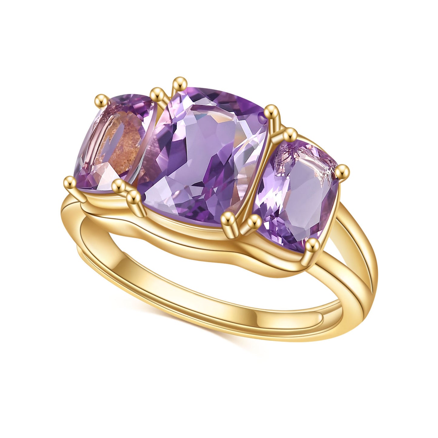 Natural Gemstone Brazilian Amethyst Ring Luxurious Design Sense s925Silver plating14k Gold Inlaid Gemstone Ring