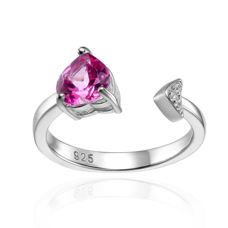 Factory Direct Supply In-Stock Open Ring for Women Fashion Temperament925Silver Inlaid Gemstone Colorful Crystal Ring