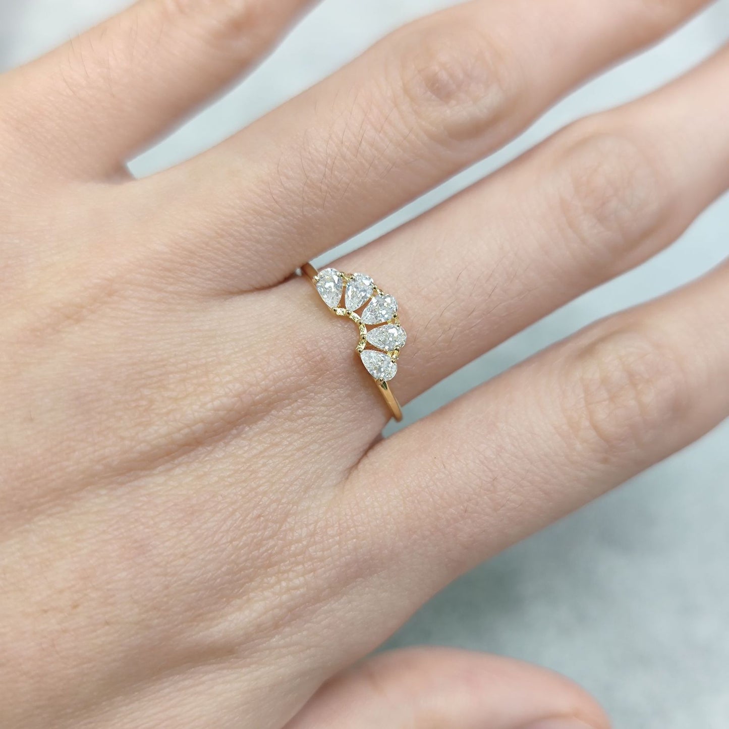 Peacock feathers s925Sterling Silver Moissanite Ring Water Drop Golden Dawn Series Ring Niche High-end Silver Jewelry