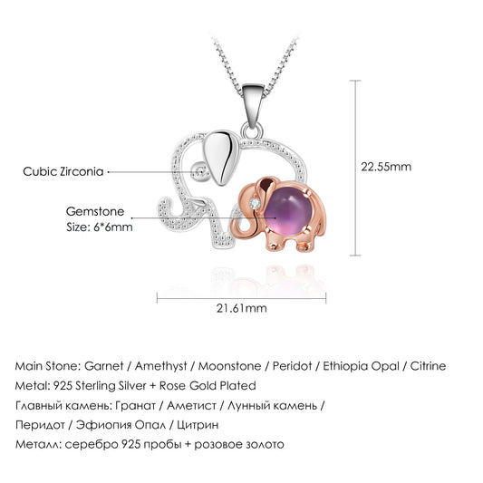 Designer Luxury Fashion Pendant Mother's Day Gift Elephant Element S925Sterling Silver Gemstone Necklace Pendant