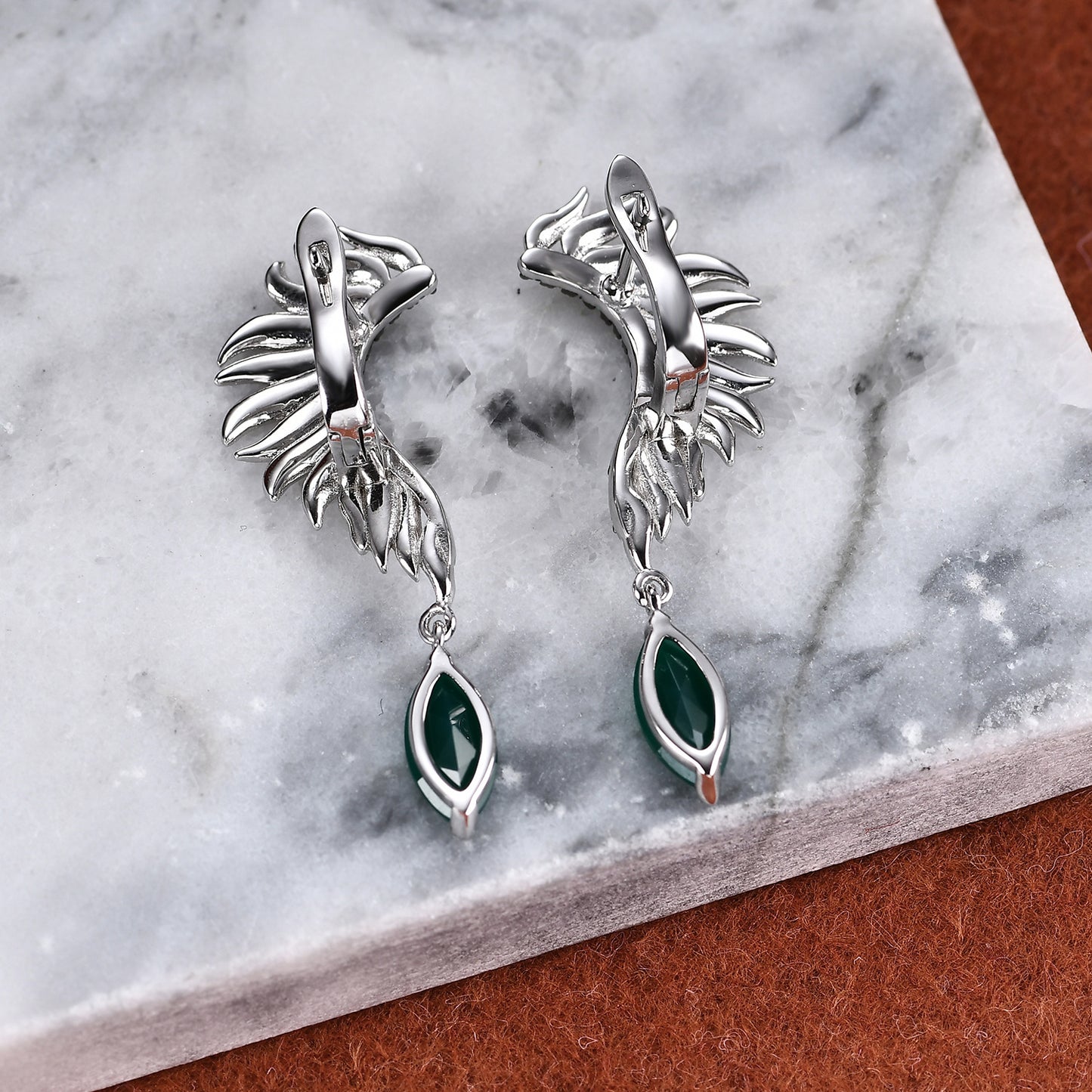 Designer Retro Angel Wings Earrings Italy925Silver Inlaid Natural Gemstone Amethyst Earrings