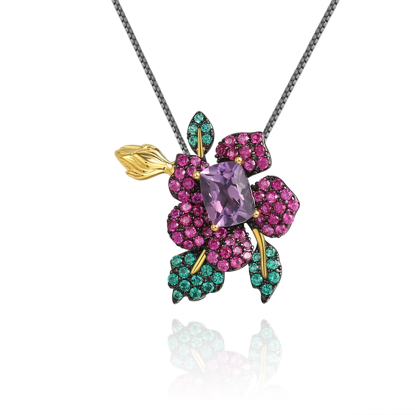 Designer Natural Yellow Crystal Brooch Pendant Dual-use Natural Style Flowers925Silver Color Gemstone Brooch Pendant