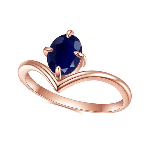 S925Sterling Silver Inlaid Sapphire Ring High-end Luxury Fashion Simple Gemstone Rose Gold Ring