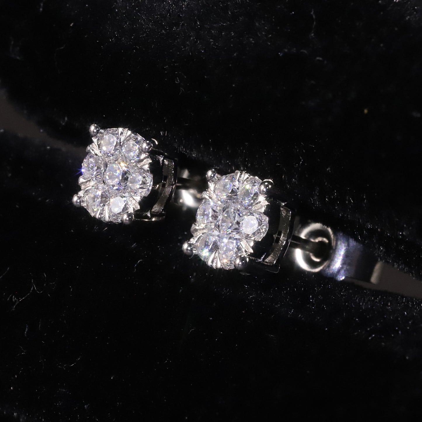 Commuting Luxury9/10/14/18k Rose Gold White Gold Yellow Gold Stud Earrings Cluster Small Diamond Cultivated Diamond Stud Earrings