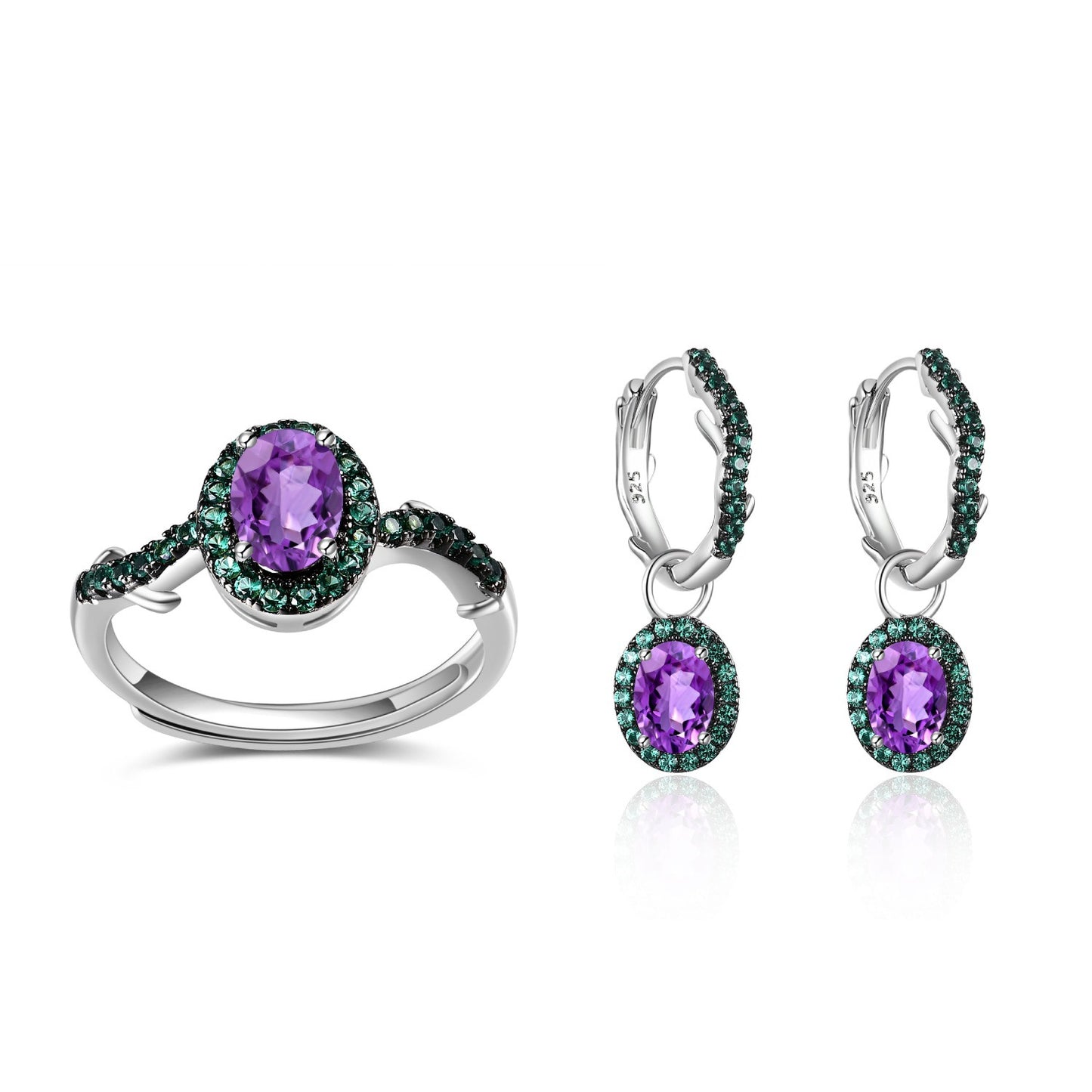 Thorn Flower Bud Personality Design Earrings s925Sterling Silver Inlaid Natural Gemstone Amethyst Moonstone Earrings