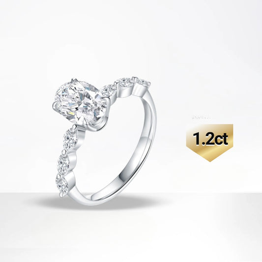 Special-interest design18k Gold Inlaid Cultivated Diamond Engagement Ring1.2Carat Genuine Diamond White Gold Ring k New Style Gold Ring