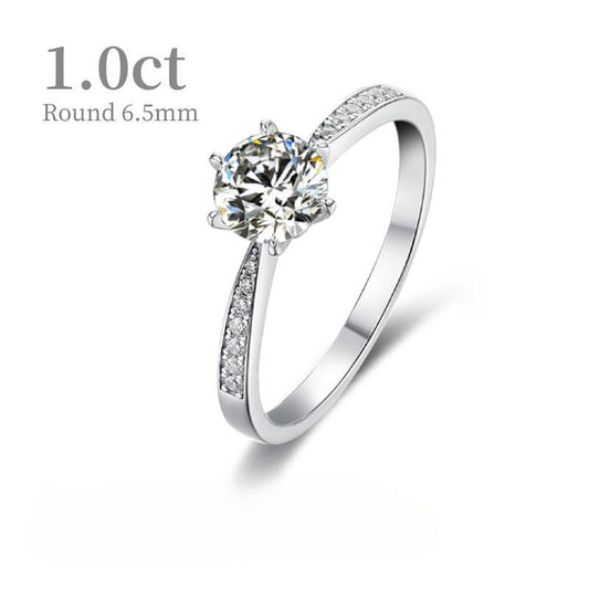 D Color1Carat Moissanite Six-Prong Wedding Ring High-End Feel Full Body9/10/14/18k Gold Rose Gold Yellow Gold Ring