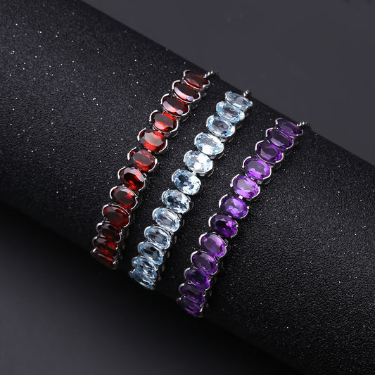 Fashion Luxurious Natural Gemstone Bracelet for Women Unique and Elegant s925Sterling Silver Inlaid Colorful Gemstone Bracelet