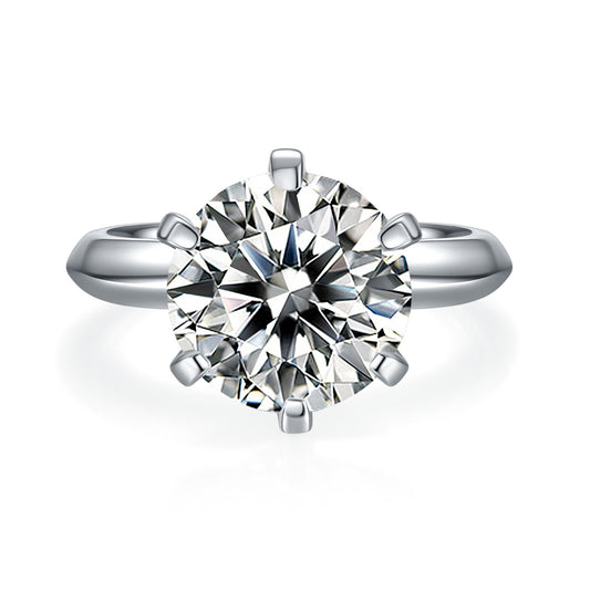 GRA Certificate Moissanite Ring for Women Elegant S925Silver Six Claw Inlay1.5/2/3/5Large Carat Moissanite Ring