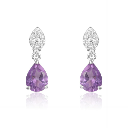 New Luxury Natural Amethyst Gemstone Earrings French Romantic Style s925Silver Inlaid Natural Gemstone Earrings