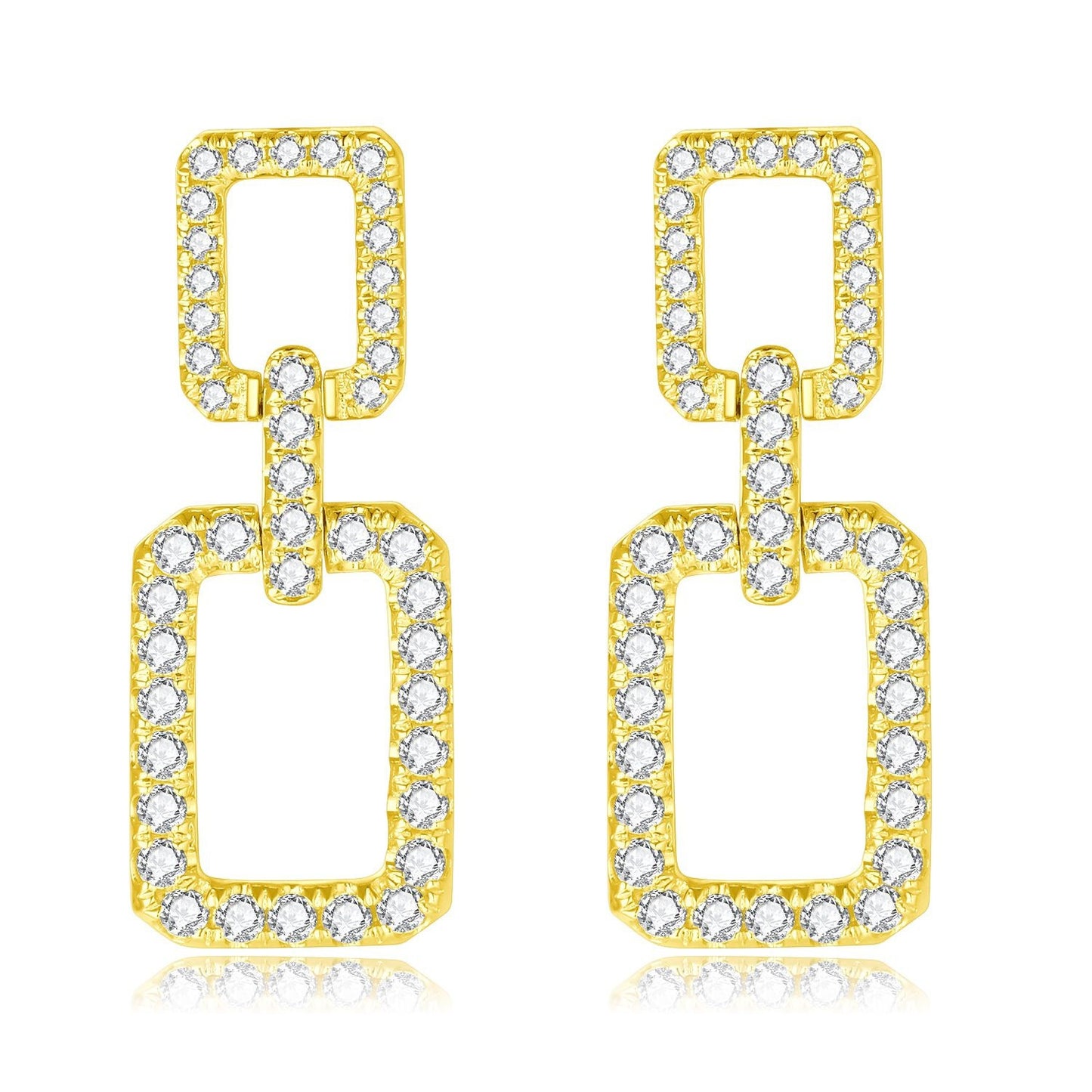 Chanel Style Square Buckle18k Gold Stud Earrings Inlaid with Cultivated Diamonds Geometric Earrings High-end Jewelry Diamond Platinum Stud Earrings