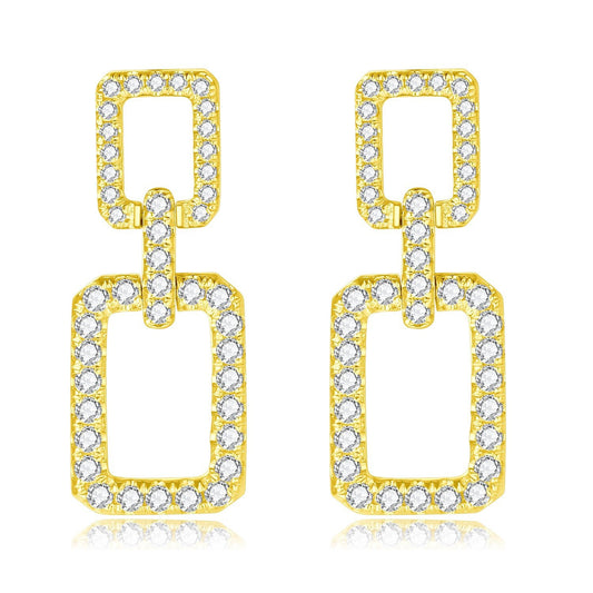 Chanel Style Square Buckle18k Gold Stud Earrings Inlaid with Cultivated Diamonds Geometric Earrings High-end Jewelry Diamond Platinum Stud Earrings