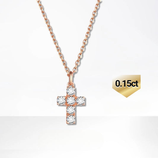 Personality Cross18k Gold Inlaid Cultivated Diamond Necklace Gold Necklace Lucky Series Rose Gold k Gold necklace