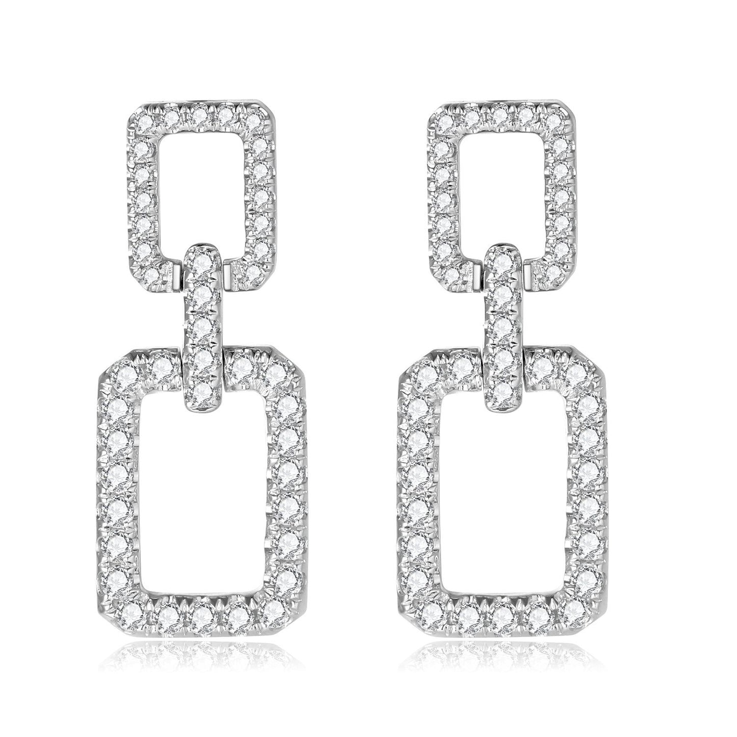Chanel Style Square Buckle18k Gold Stud Earrings Inlaid with Cultivated Diamonds Geometric Earrings High-end Jewelry Diamond Platinum Stud Earrings
