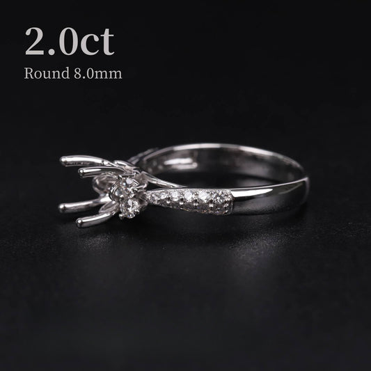 Classic Elegance24-Prong Micro Pave Ring Setting Full Body9/10/14/18k White Gold Diamond Ring Setting