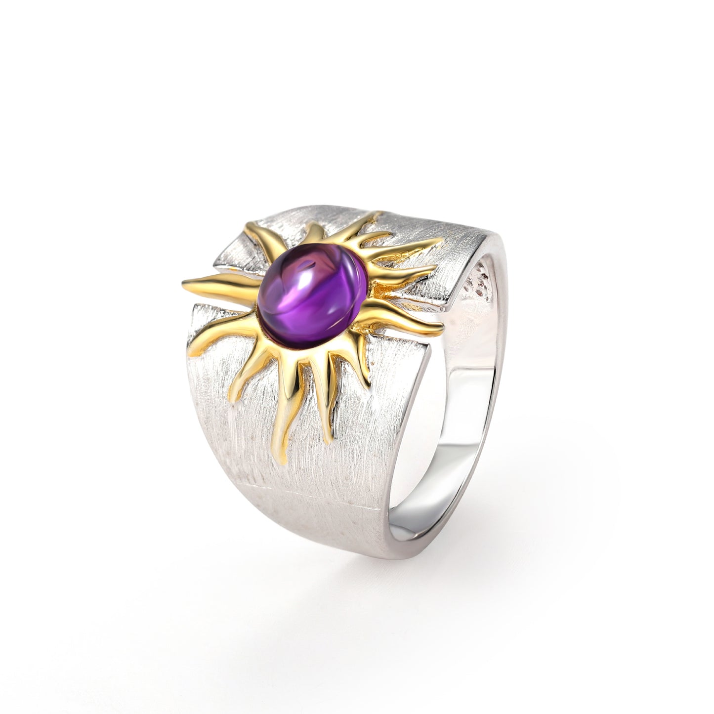Natural Topaz Amethyst Ring925Silver Jewelry Niche Unique Sun Goddess Designer Bracelet