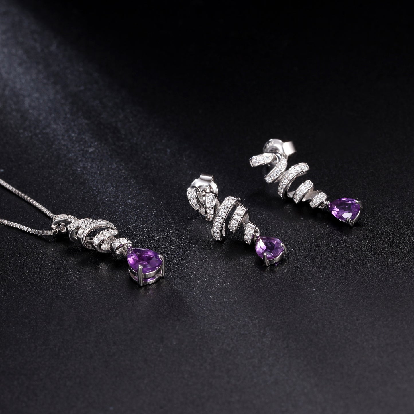New Design Natural Amethyst Gemstone Earrings French Romantic Style s925Silver Inlaid Natural Gemstone Earrings