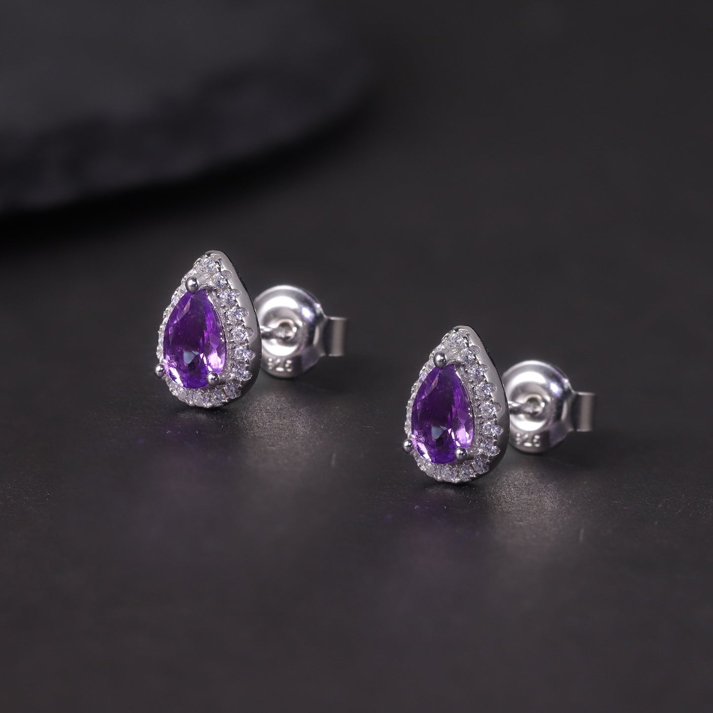 Exquisite Water Drop Colorful Gemstone Earrings s925Sterling Silver Inlaid Crystal Topaz Earrings Translucent Pear-Shaped Earrings
