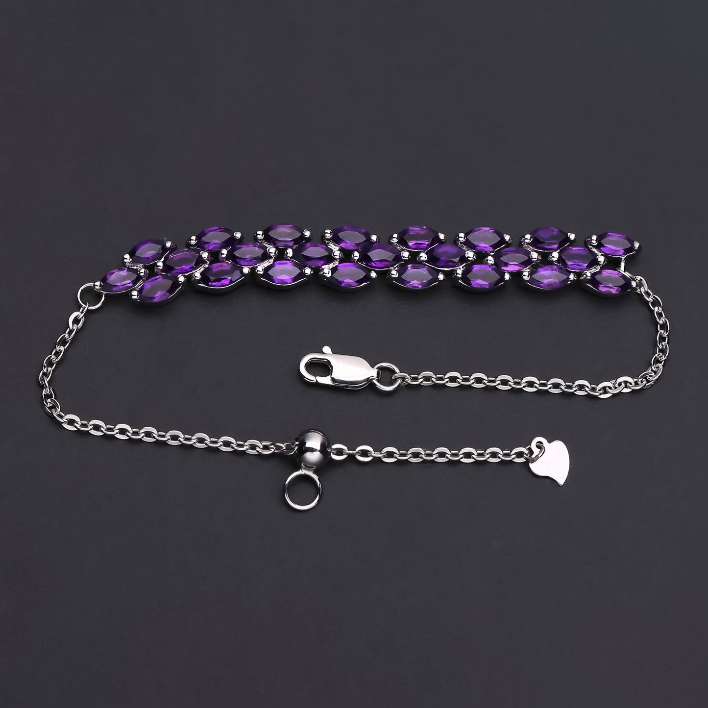 Design Sense Natural Amethyst Bracelet Style Princess Temperament s925Silver Inlaid Natural Gemstone Bracelet
