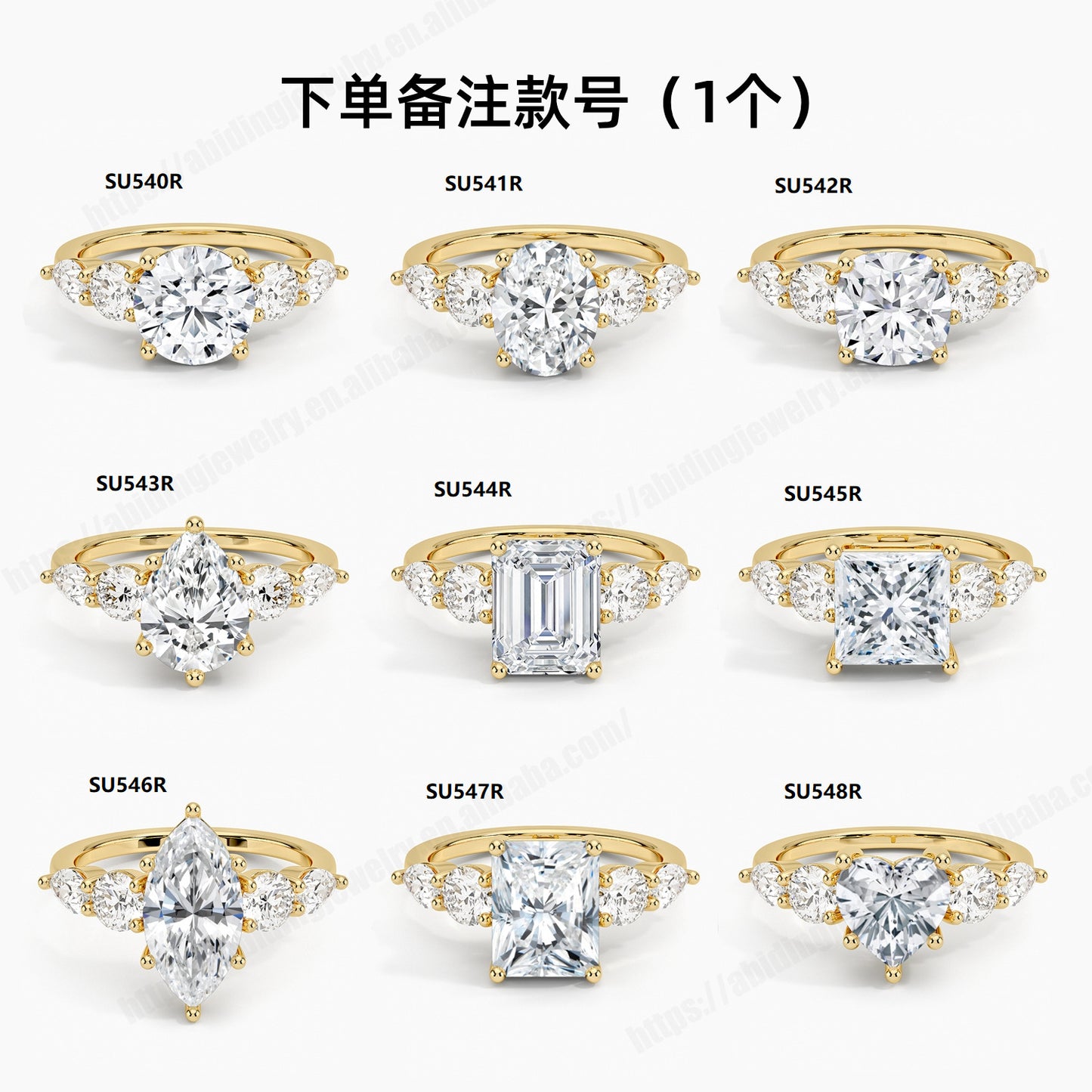 Luxurious Gold Ring18k Gold Inlaid with Moissanite1Carat Wedding Ring with a Sense of Sophistication9/10/14k Gold Ring Setting Blank
