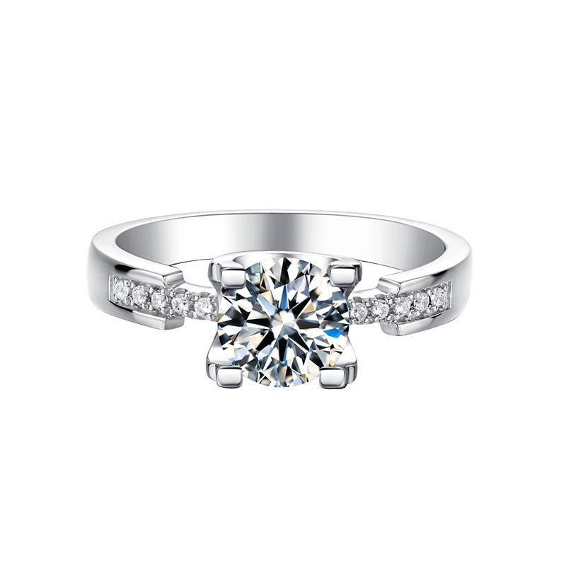 Straight Arm Micro-Inlaid Bull Head Small Waist Moissanite Ring for Women Fashionable Design s925Silver1Carat Moissanite Ring