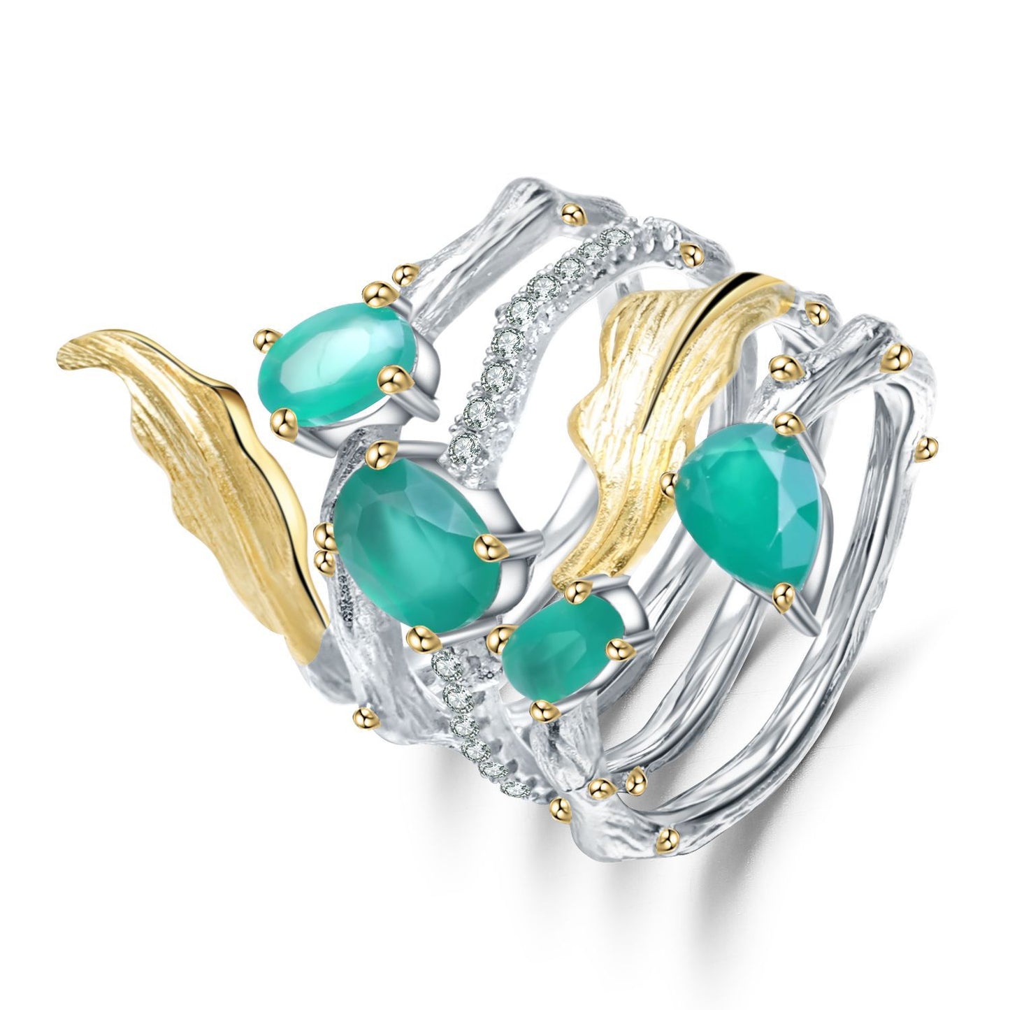 Secret Garden Series Designer High-End Natural Gemstone Jewelry Set Rings, Earrings, Pendants