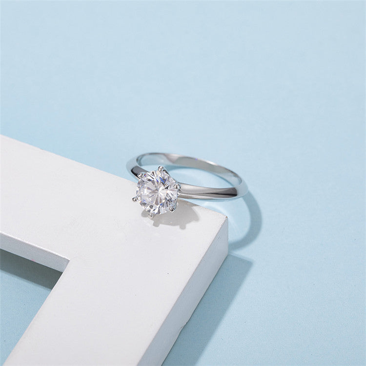 GRA Certificate Moissanite Ring for Women Elegant S925Silver Six Claw Inlay1.5/2/3/5Large Carat Moissanite Ring