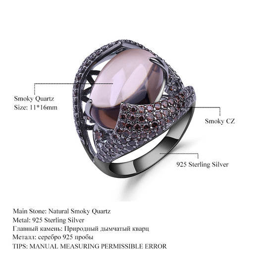 Designer Natural Citrine Ring High-End Vintage Luxury s925Sterling Silver Inlaid Natural Gemstone Ring