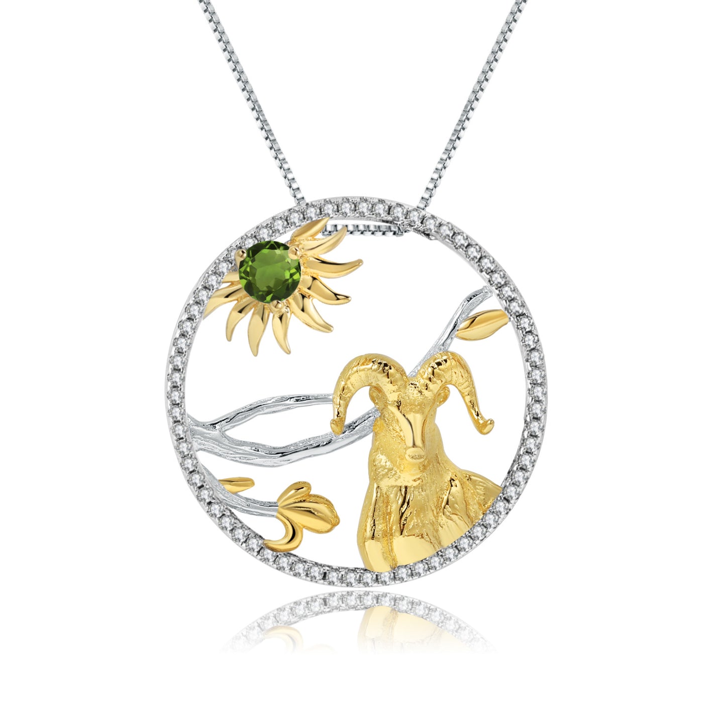 Designer Chinese Style Element Pendant Twelve Zodiac Series Sheep 925Silver Natural Gemstone Necklace Pendant