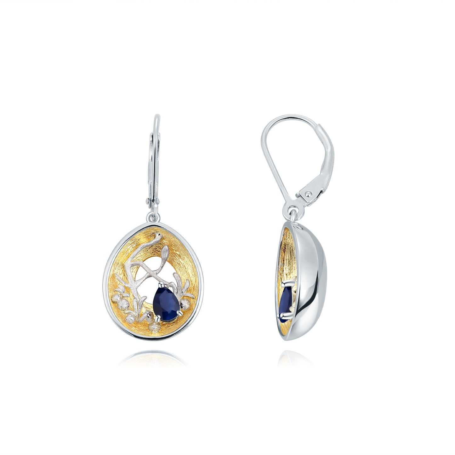 Designer Style High-End Gemstone Earrings with Unique Design s925Silver Inlaid Natural Topaz Stud Earrings