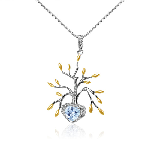 Designer High-End Natural Topaz Pendant Tree of Life Design Series925Silver Gemstone Necklace Pendant