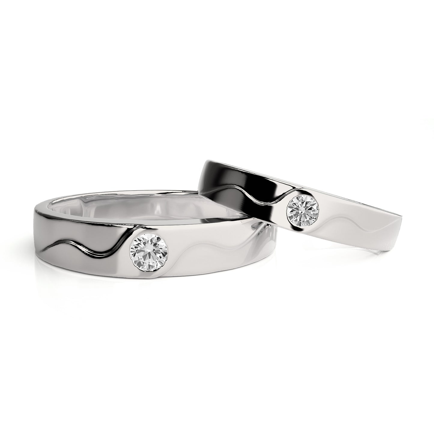 Spring and Summer New Silver Rings Pair s925Silver Inlaid Small Moissanite Round Gold Couple Rings Pure Silver Closed Design