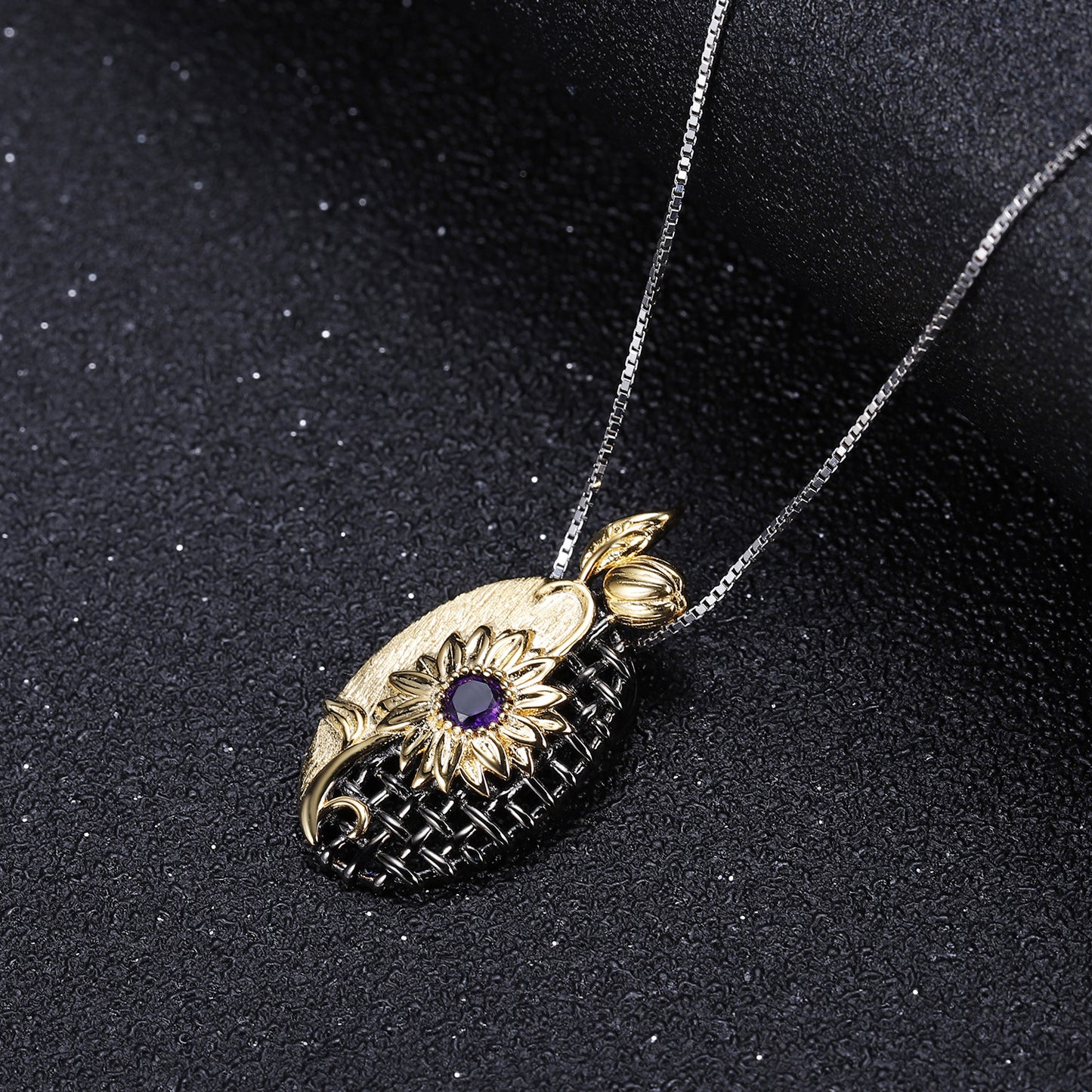 Italian Craft Designer Pendant Red Spider Lily High-end Feel925Silver Natural Amethyst Necklace Pendant