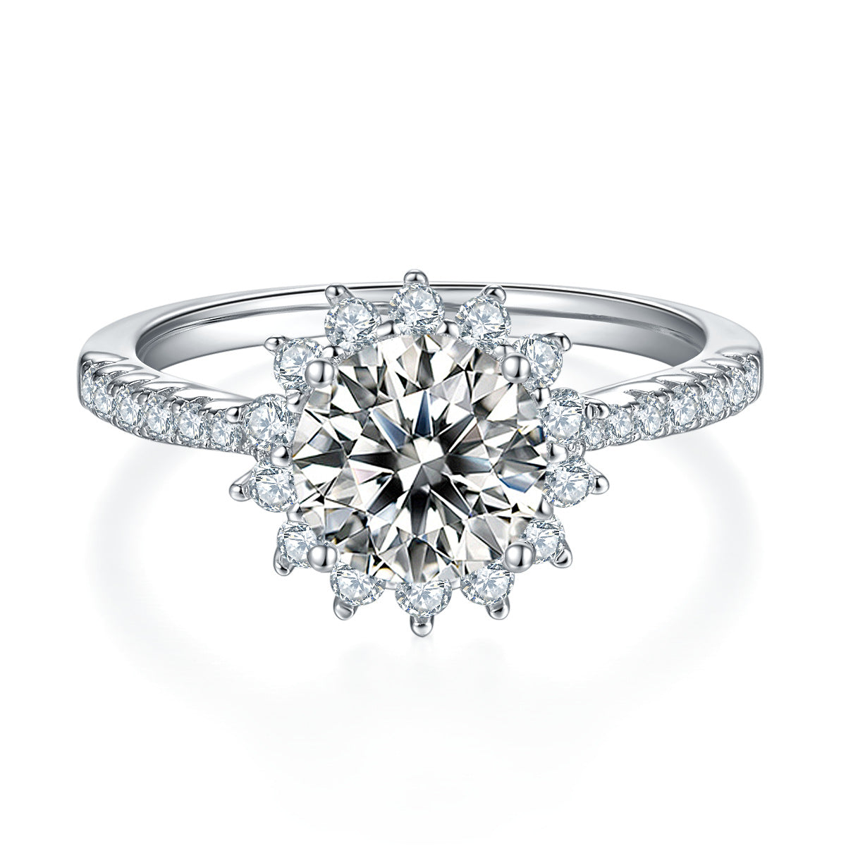 New Sunflower Natural Style Belt GRA Certificate Moissanite Ring s925Sterling Silver Inlaid1Carat Moissanite Ring