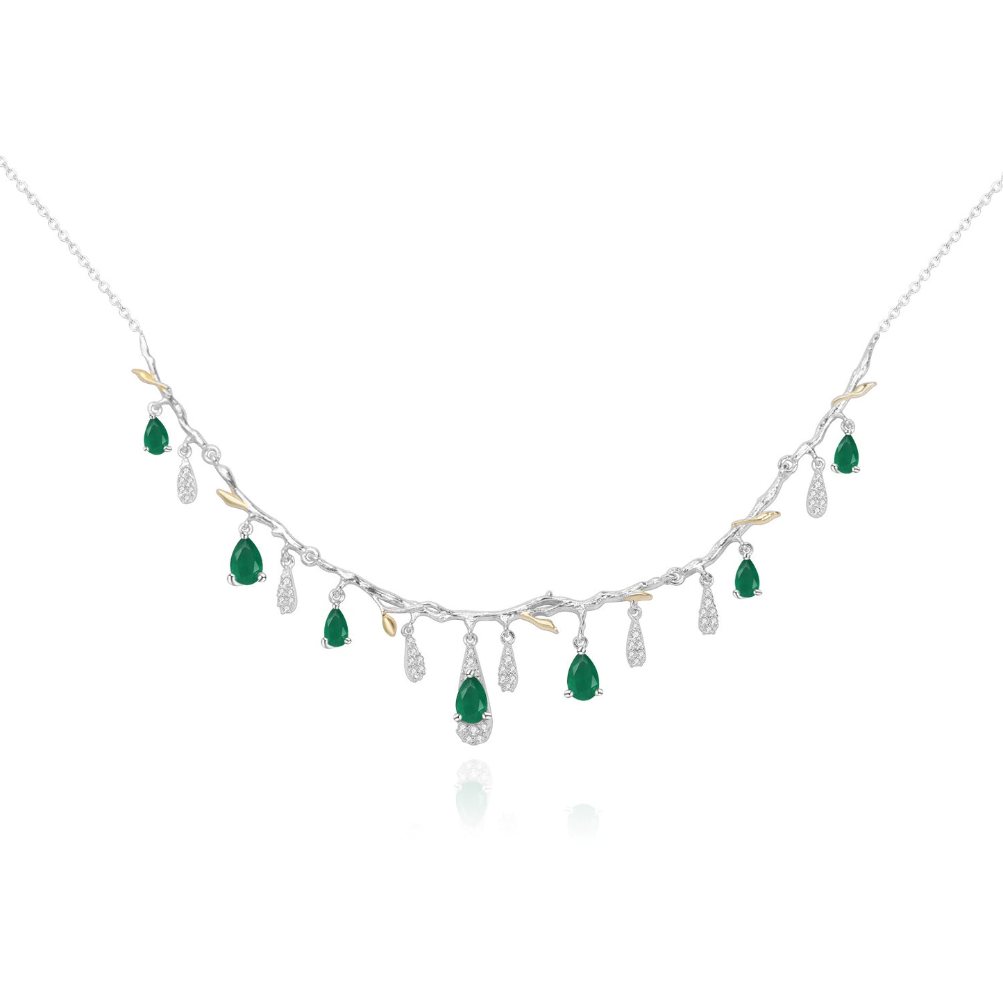 Designer Style High-End Gemstone Necklace Floral Branch Language Design s925Silver Natural Topaz Necklace